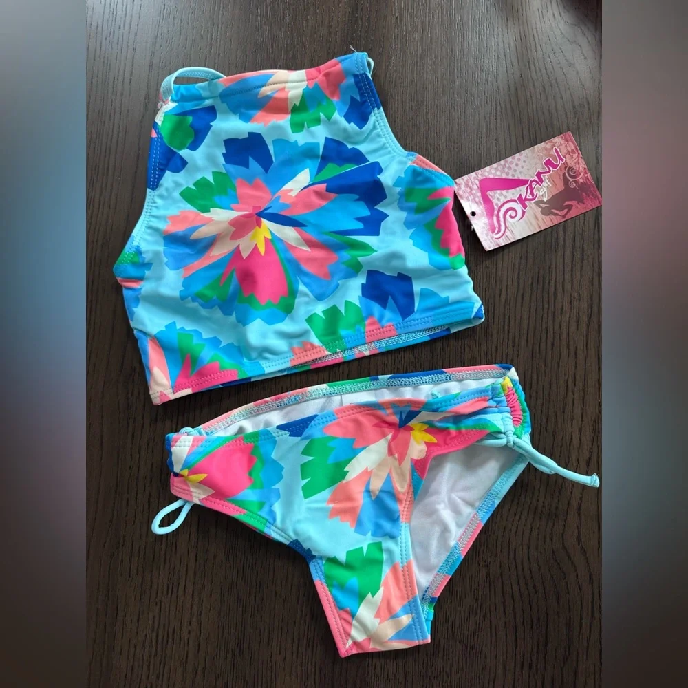 BRAND NEW 6X Kanu Floral Kids Swim Set - Blue and Pink